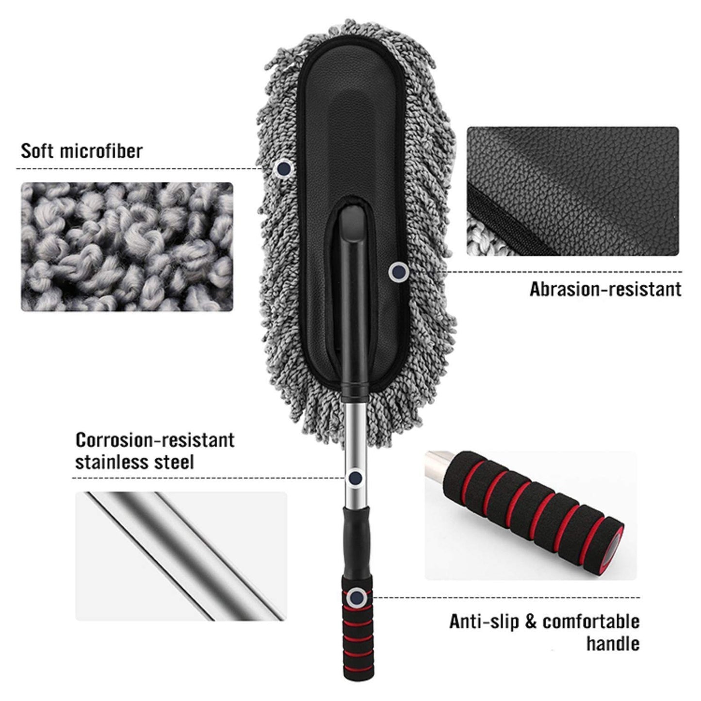 Car Duster Long Retractablesoftnon-sliphandle Multipurpose Microfiber Wash Brush Vehicle Interior And Exterior Cleaning Kit With For Car Boats Or Home