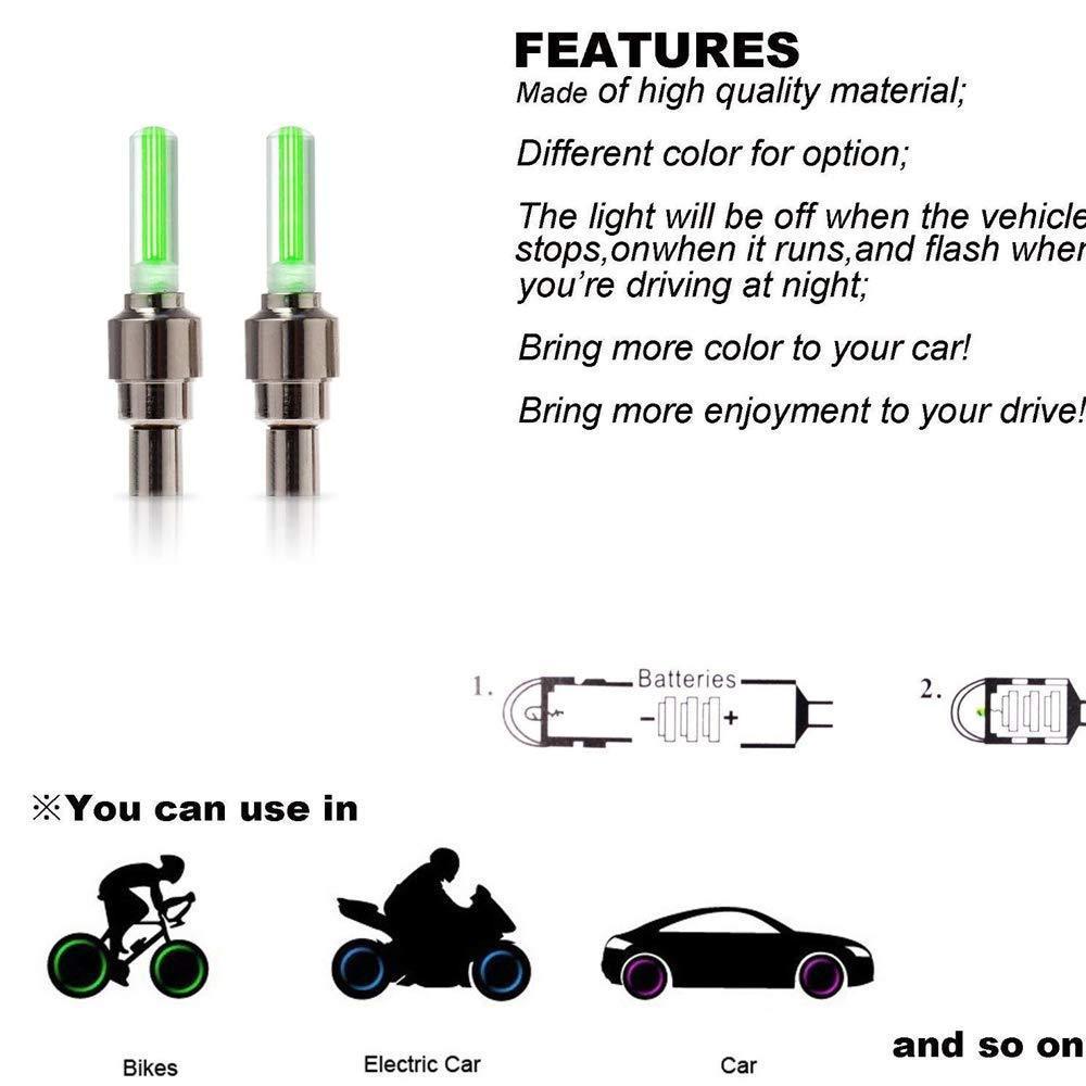 Led Flash Light Lamp Tyre Wheel Valve Sealing Caps