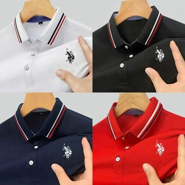 4 Pic Men's Solid Half Sleeves Polo Neck T-Shirt