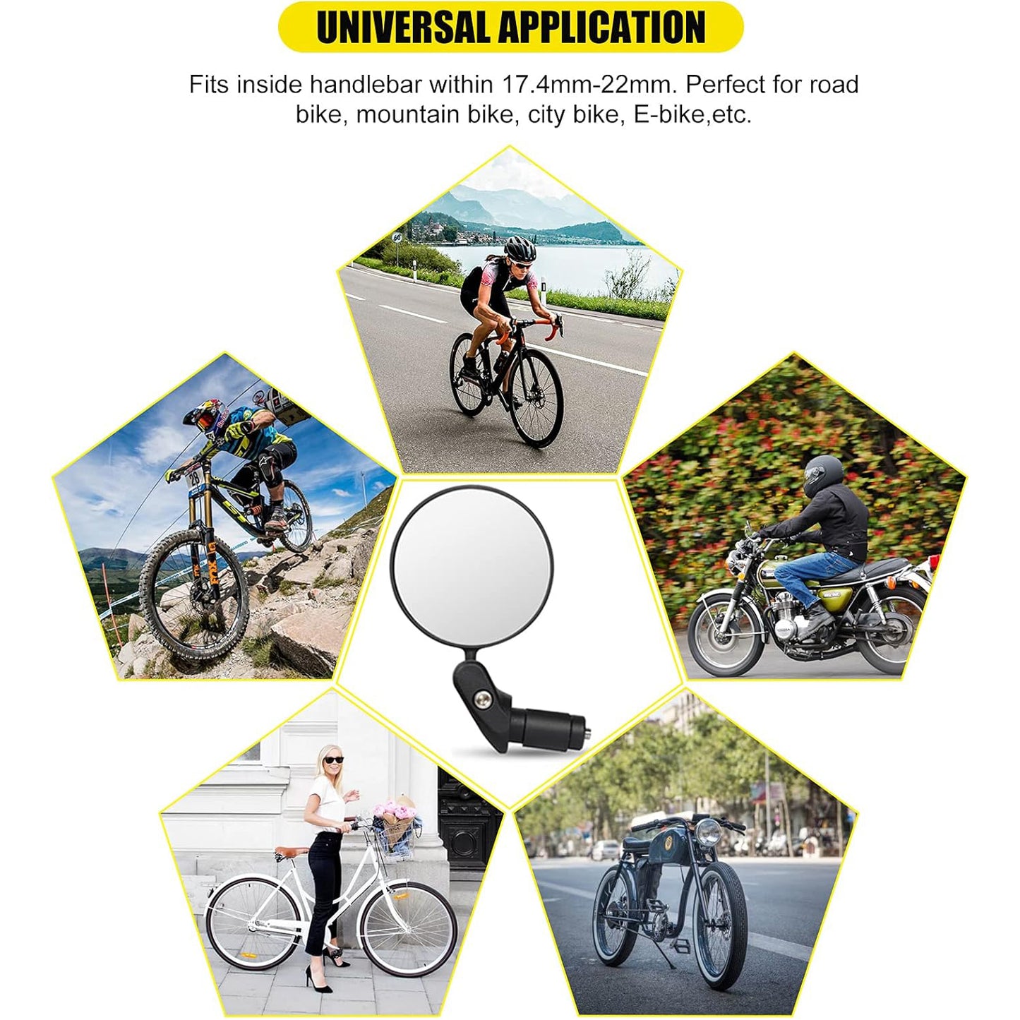 Bar End Bike Mirror Safe Rearview Mirror 360 Rotatable  Foldable Safety Bicycle Rear View Mirror Mirror Durable Bike Mirror (1 Pc)