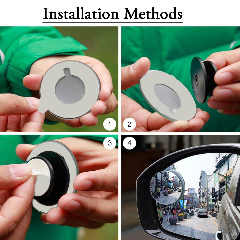 Blind Spot Round Wide Angle Adjustable Convex Rear View Mirror - Pack Of 2