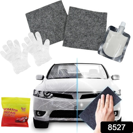 Nano Magic Car Scratch Remover Cloth Multipurpose Scratch Repair Cloth Cloth For Car Paint Scratch Repair Easy To Repair Slight Scratches On The Surface Polishing Repeatable Use For All Kinds Of Car (45 Ml Repair Solution 2 Gloves 2 Nano Cloth)