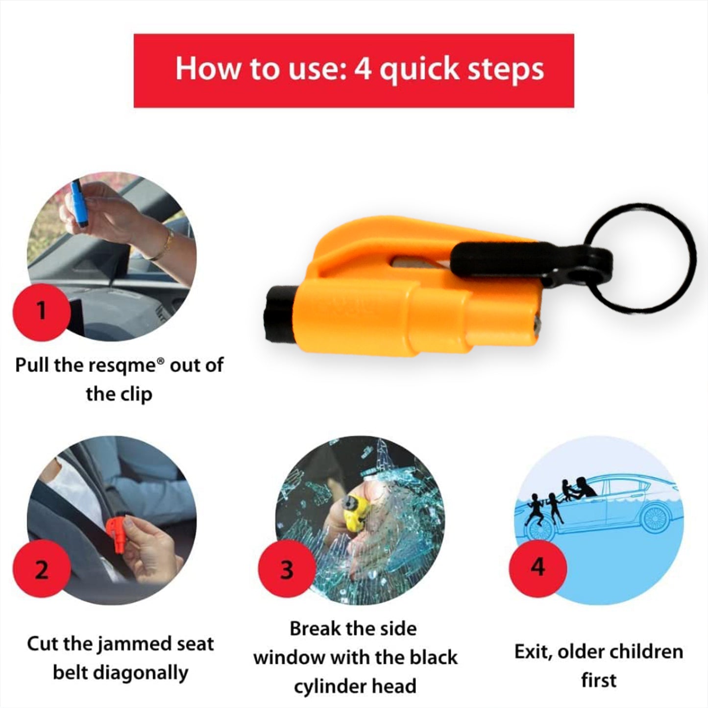 Emergency Safety Cutter With Key Chain Small Portable Handy Emergency Safely Glass Breaking  Seat Belt Cutting Keychain Tool 3 in 1