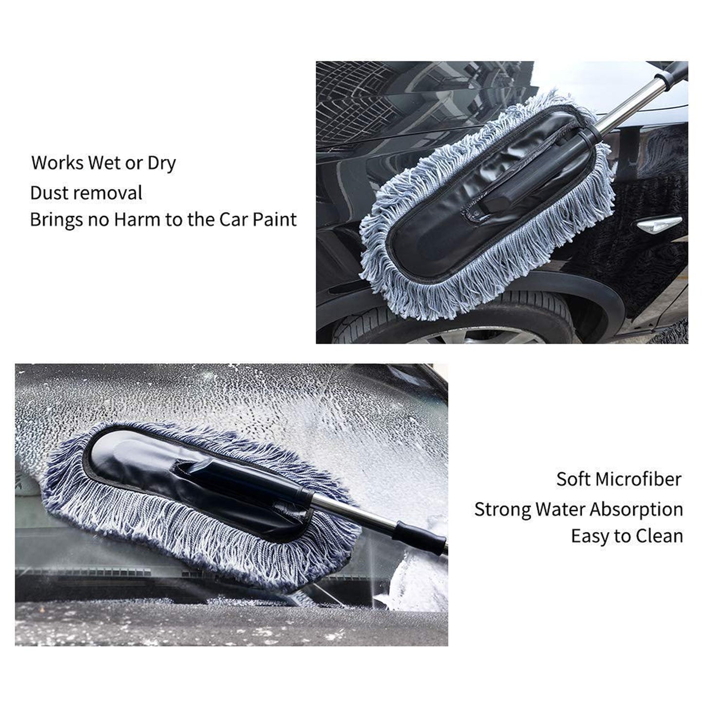 Car Duster Long Retractablesoftnon-sliphandle Multipurpose Microfiber Wash Brush Vehicle Interior And Exterior Cleaning Kit With For Car Boats Or Home