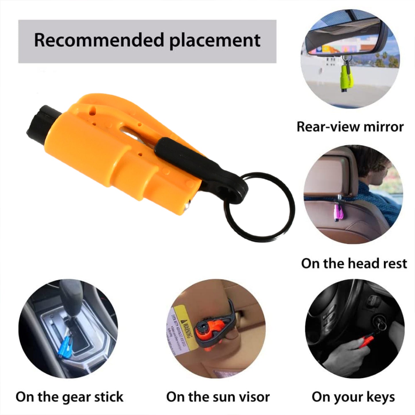 Emergency Safety Cutter With Key Chain Small Portable Handy Emergency Safely Glass Breaking  Seat Belt Cutting Keychain Tool 3 in 1