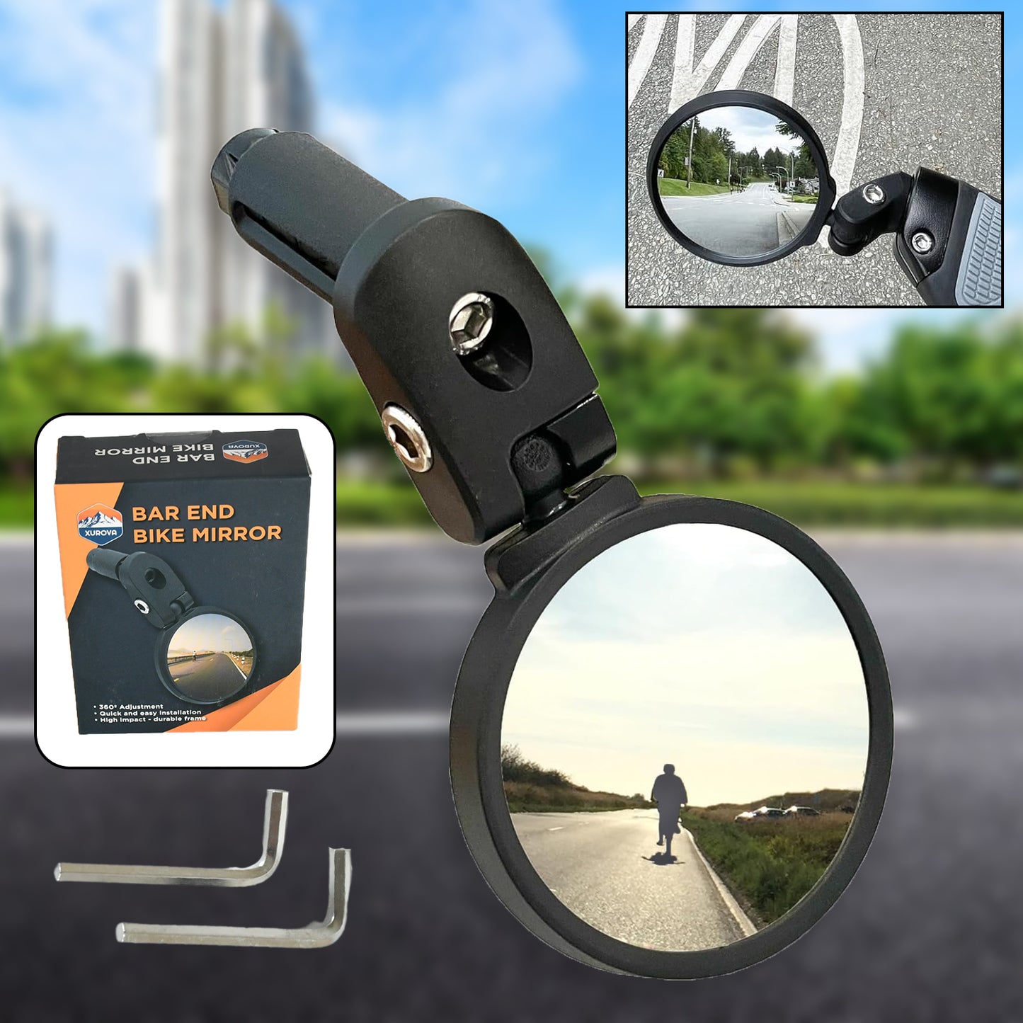 Bar End Bike Mirror Safe Rearview Mirror 360 Rotatable  Foldable Safety Bicycle Rear View Mirror Mirror Durable Bike Mirror (1 Pc)