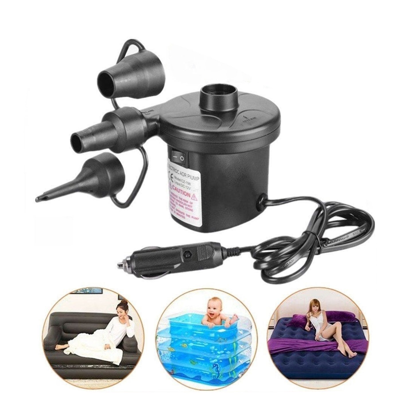 Multi-purpose Electric Air Pump Without Valve Adaptors For Quickly Inflates deflates Sofa Bed Swimming Pool Tubes Toys Air Bags